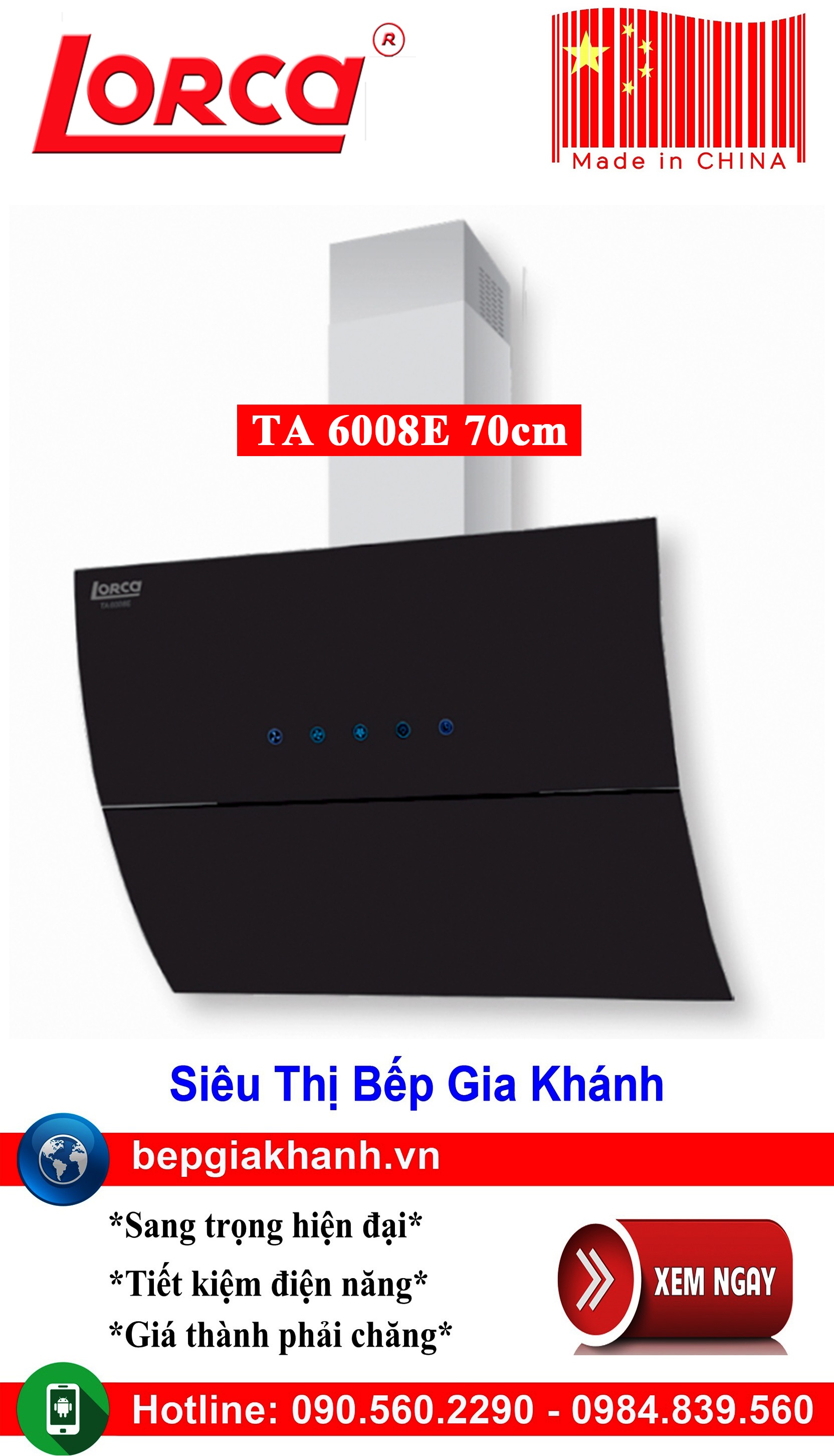 [HCM]Máy hút mùi dạng nghiêng Lorca TA 6008E 70cm máy hút mùi nhà bếp máy hút mùi bếp máy hút mùi kính cong máy hút mùi canzy máy hút mùi mini máy hút mùi âm trần máy hút mùi electrolux may hut mui