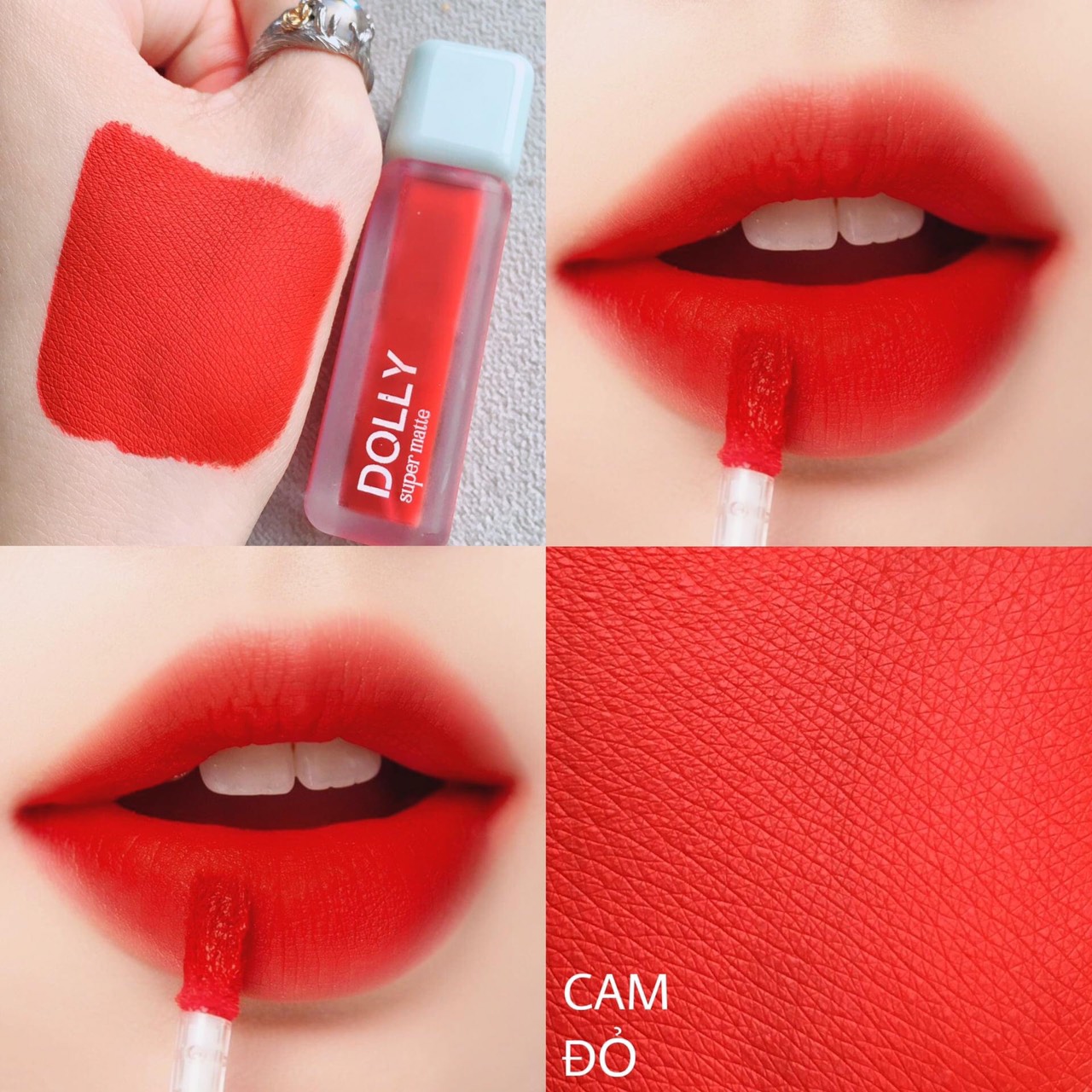 Son kem lì dolly super matte không chì màu cam đỏ tách sét