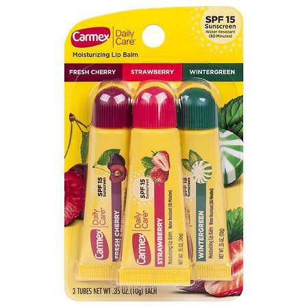 [Bill USA] Set 3 tuýp Son Dưỡng Chống Nắng Carmex Daily Care Assorted Lip Balm SPF 15 Tubes