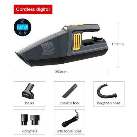Máy hút bụi cầm tay Licheers 4in1 Car Vacuum Cleaner tích hợp máy bơm lốp xe ô tô có đèn LED hiển thị kỹ thuật số dùng trong xe hơi, nhà ở
