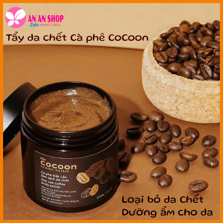 Tẩy tế bào chết cocoon - tẩy da chết cocoon cà phê - tẩy tế bào cà phê đaklak cocoon - 200ml