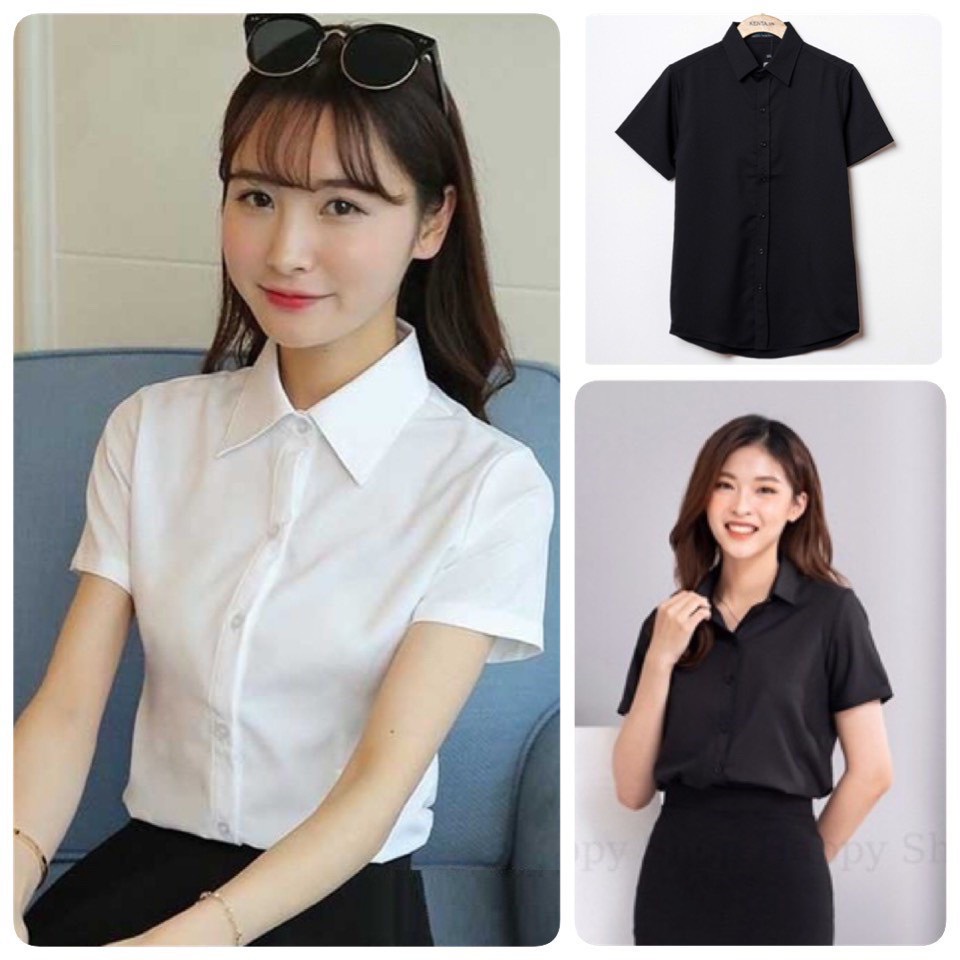 Áo sơ mi nữ công sở tay ngắn form đẹp vải kate mỹ cao cấp không nhăn