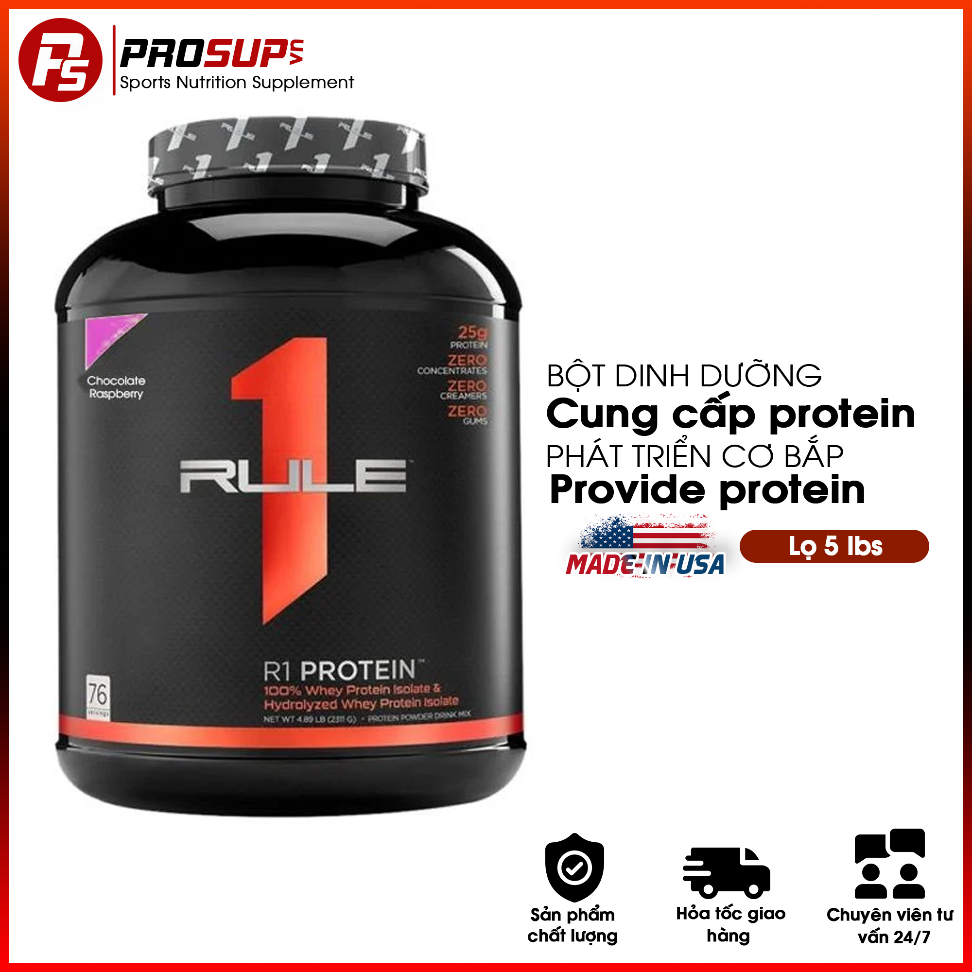 Rule 1 Protein - - Sữa dinh dưỡng, hỗ trợ trợ tăng cơ, giảm mỡ bổ sung whey protein isolate hấp thu nhanh