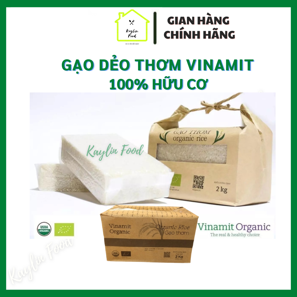 Gạo thơm hữu cơ Vinamit Organic 2kg hương vị dẻo thơm