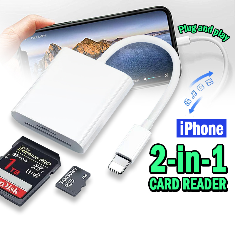  Đầu đọc thẻ nhớ Lightning hỗ Trợ SD TF,Đầu đọc thẻ nhớ SD,TF lấy ảnh từ máy ảnh sang điện thoại di động 