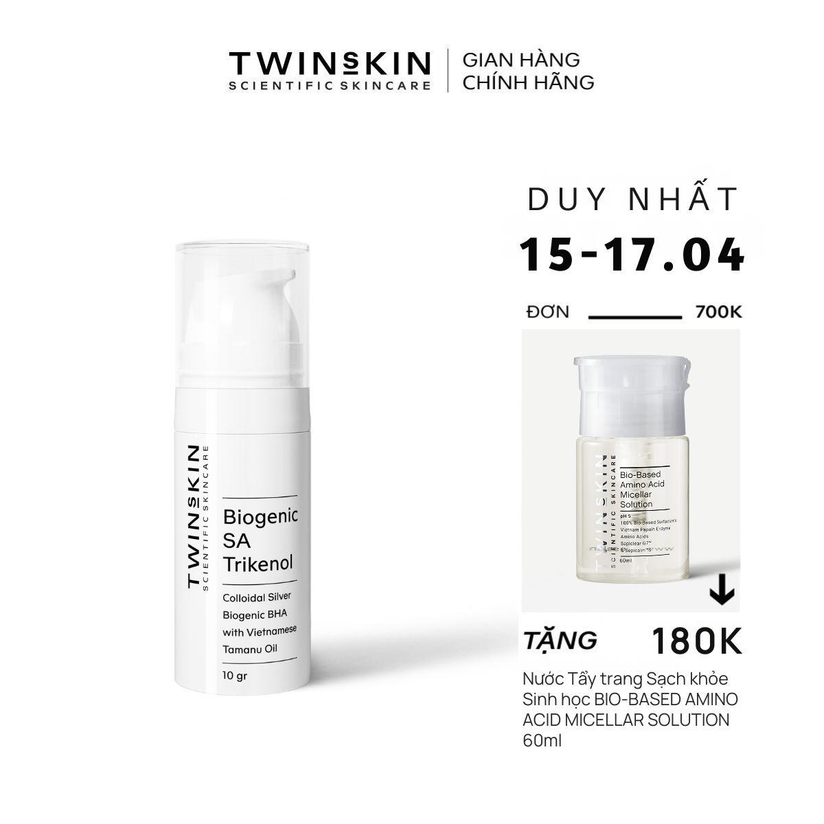 BIOGENIC SA TRIKENOL - Tinh Chất Se Nhân Mụn Viêm, Hỗ Trợ Kiểm Soát Loạn Khuẩn, Vi Nấm Tối Ưu, Ngừa Mụn Tái Phát Và Thâm Sẹo Sau Mụn