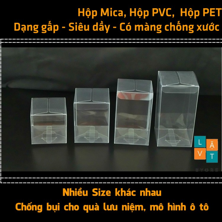 [HCM]Hộp Mica hộp PET dạng gấp có màng bằng nhựa PVC acrylic siêu dầy trong suốt để chống bụi quà lưu niệm mô hình