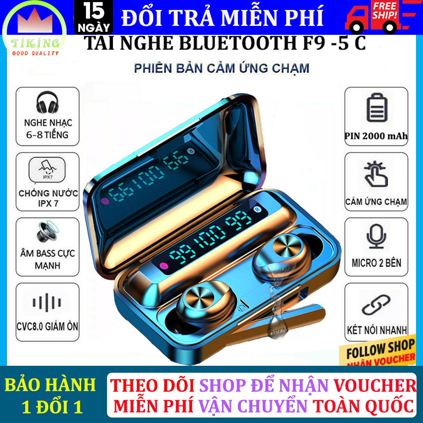 Tai nghe bluetooth amoi F9 5 - C phiên bản đặc biệt có hiển thị % pin trên kén sạc, âm thanh HD, chống nước, chống bui, chống ồn, Tai nghe bluetooth F9 10 phiên bản thứ 10 tương thích với mọi hệ điều hành
