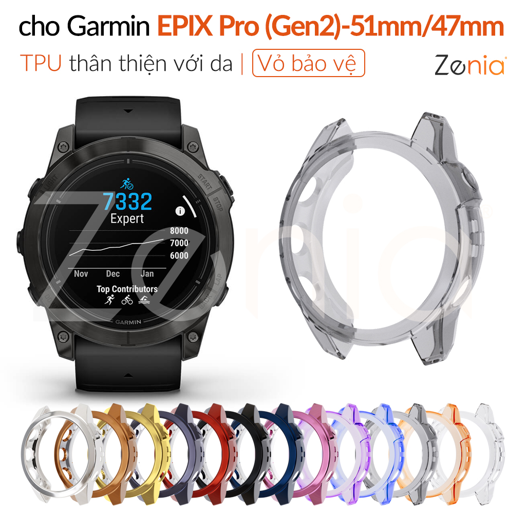 Zenia vỏ vỏ Ốp bảo vệ thay thế thân thiện với da TPU cho Garmin EPIX Pro Sapphire Standard 47mm 51mm Phụ Kiện Đông hồ thể thao thông minh Sapphire tiêu chuẩn
