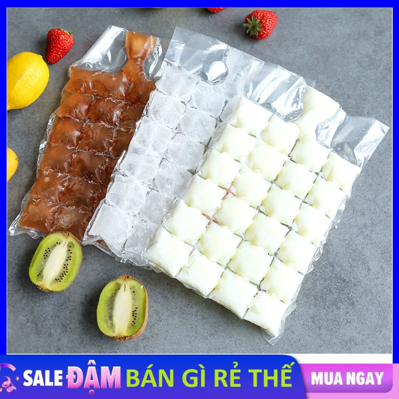 SET 10 Túi Làm Đá Viên 24 Ngăn Dùng Một Lần Tự Niêm Phong - Túi Nilon Làm Kem Sữa Chua Tiện Lợi - Túi Nilong Làm Đá Viên 24 ô,Làm Kem Vô Cùng Tiện Dụng