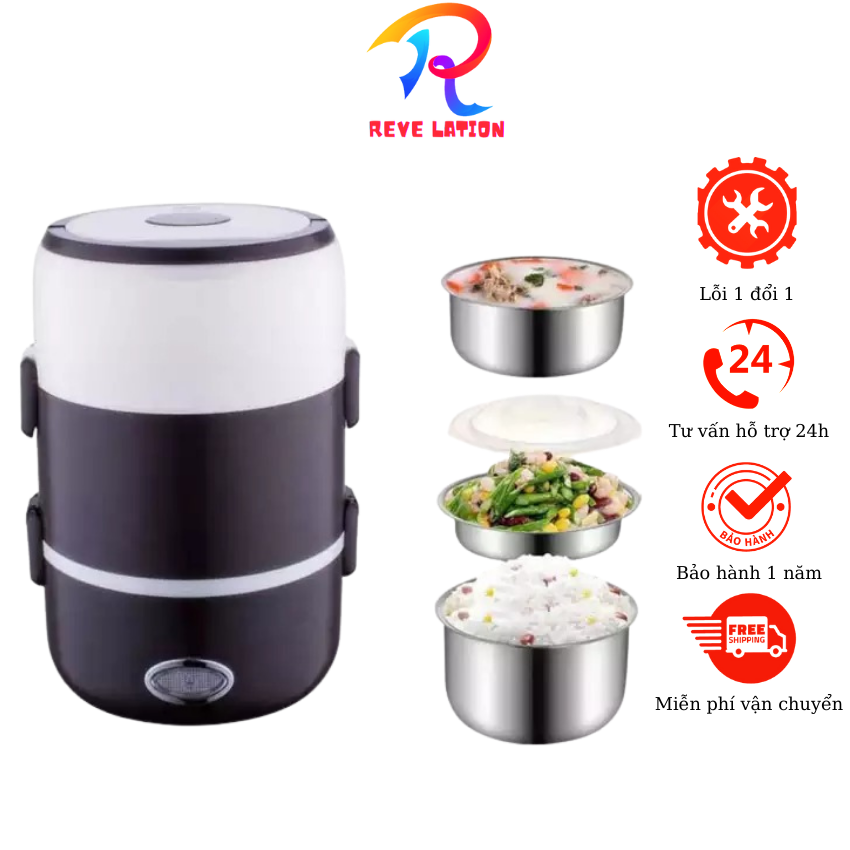 Cặp lồng điện Reve lation hâm nóng ủ cơm văn phòng nguồn điện 220V công suất 250W đựng cơm nhiều ngăn thiết kế thông minh gọn gàng hâm nóng cơm canh đồ ăn tiện dụng phù hợp cho dân văn phòng