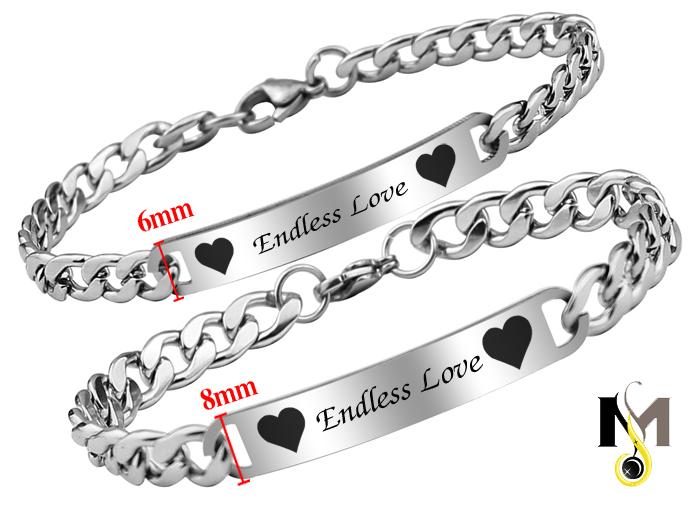 Lắc tay Inox cặp đôi Endless Love, Tình yêu vĩnh cửu - Không đen, không rỉ