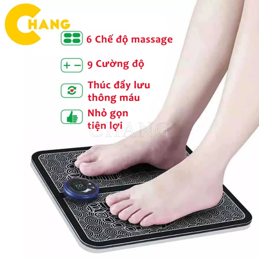 Thảm massage chân EMS cao cấp có màn hình hiển thị giúp lưu thông khí huyết, máy massage bàn chân giảm đau mỏi hiệu quả.