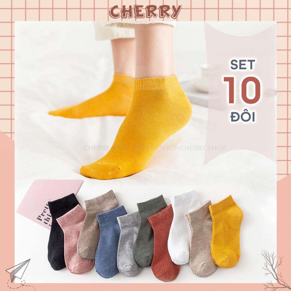 10 Đôi Vớ Nữ Nhanh Như Chớp Phong Cách Hàn Quốc, Vớ Nữ Cotton Thoáng Mát - Cherry Shop