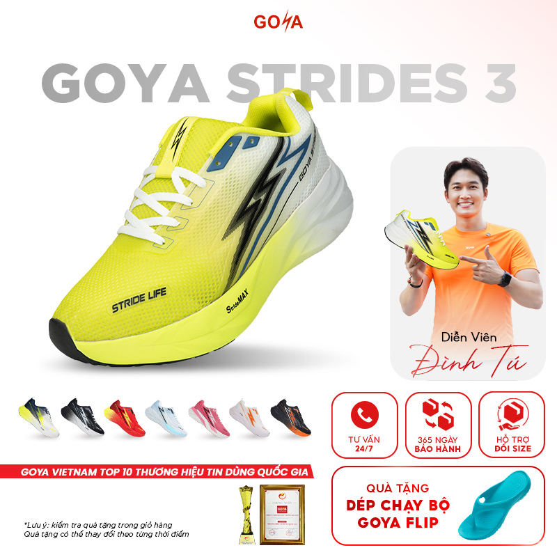   TẶNG DÉP FLIP  Giày thể thao chạy bộ nam nữ Goya Strides 3 năm 2025 - Siêu êm thoáng khí thời trang 