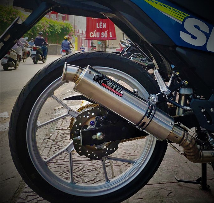 Full set Pô STB tem bạc ( full system) tặng cổ 2 khúc inox 304 cao cấp - chính hãng (Racing Mall)