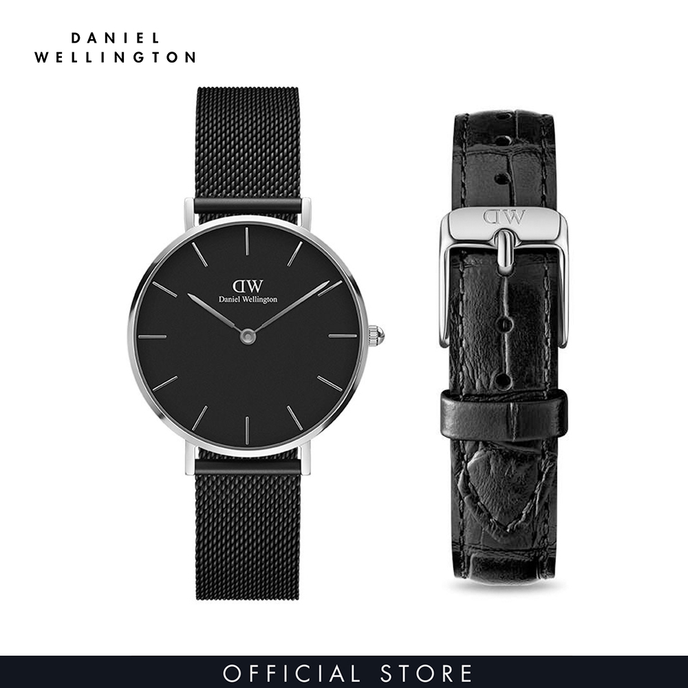 Combo gift nữ daniel wellington đồng hồ petite ashfield dw00100202 + dây da đồng hồ petite dw00200149