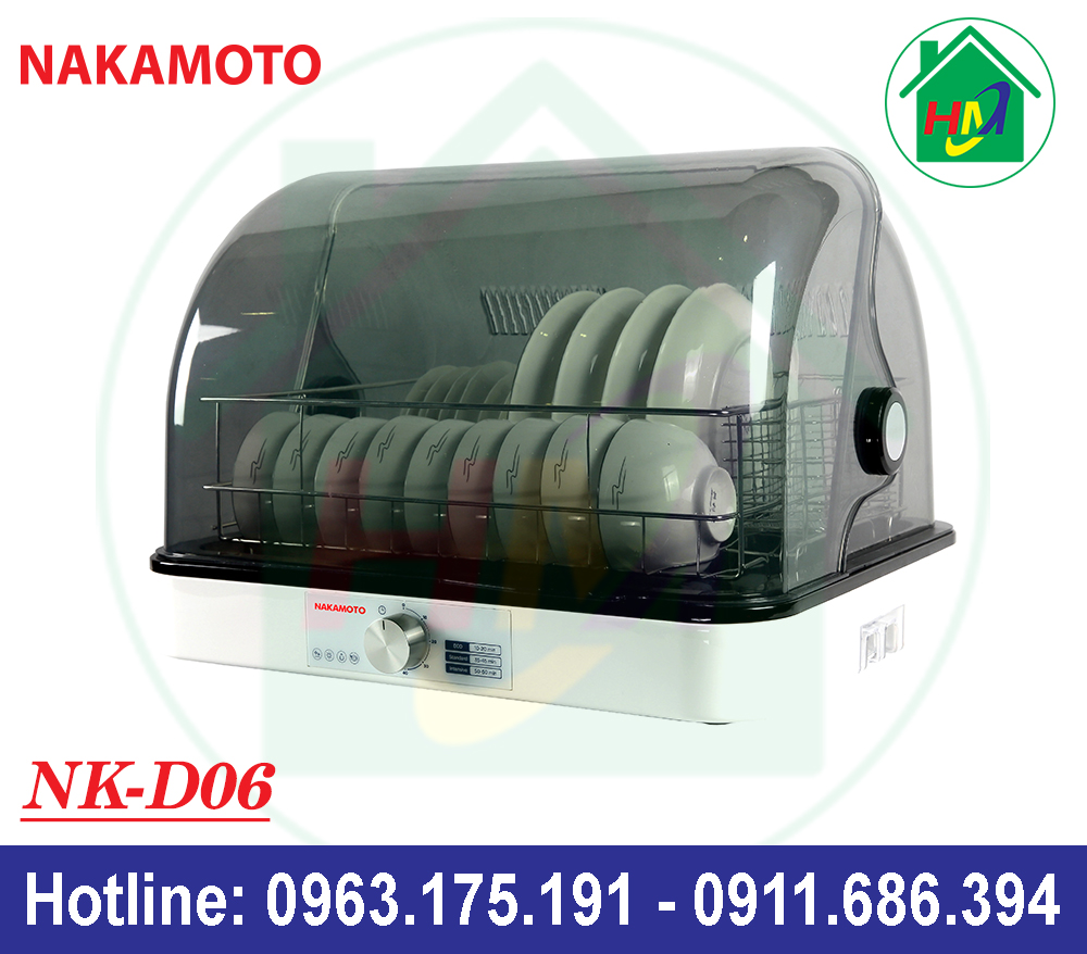 Máy Sấy-Diệt Khuẩn Bát Đĩa Nakamoto NK-D06, Dung Tích 55L, Công Suất 260W, Nắp Mở 90 Độ