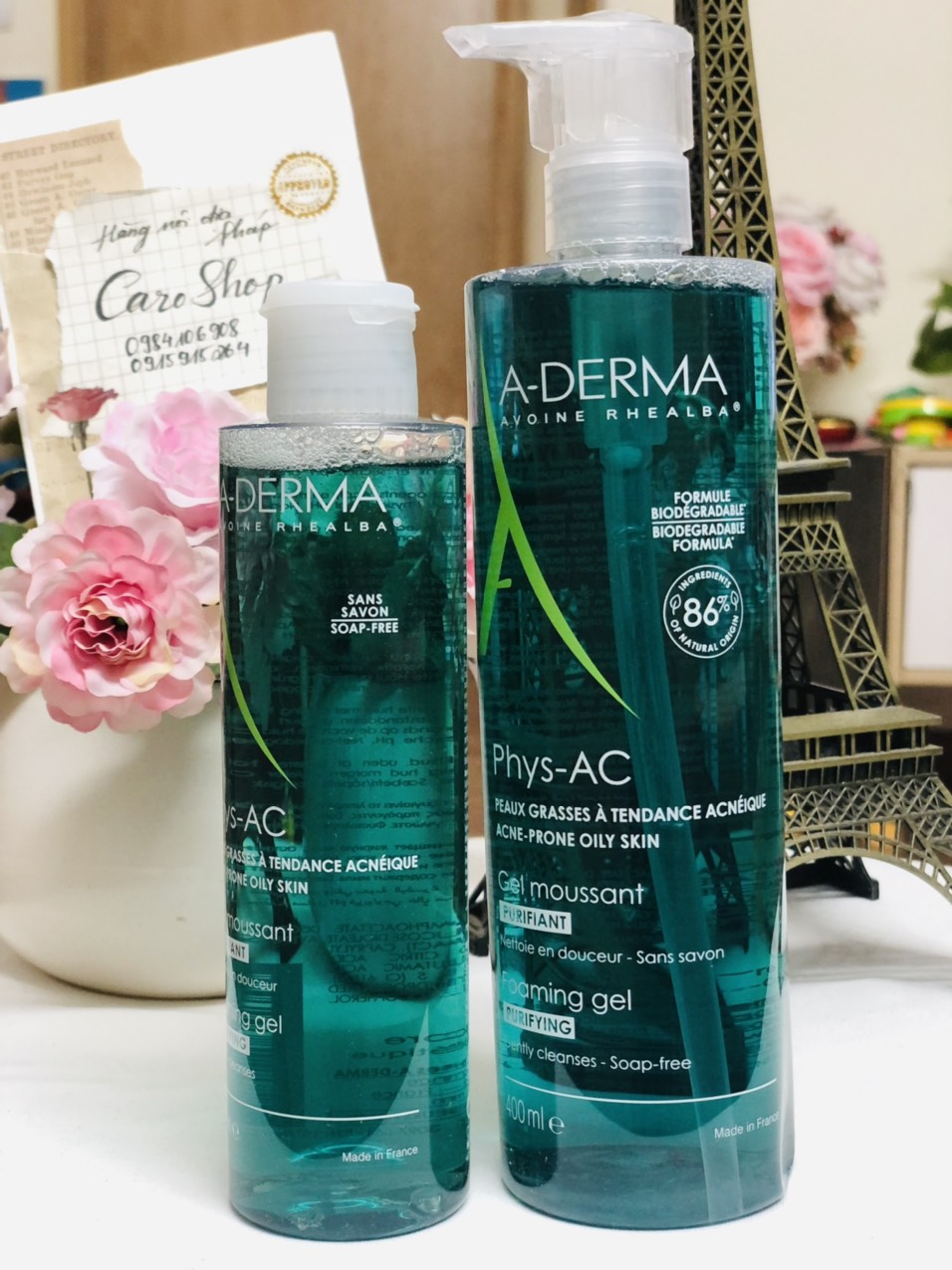 Sữa rửa mặt da dầu mụn Aderma Phys-AC Gel moussant 400ml