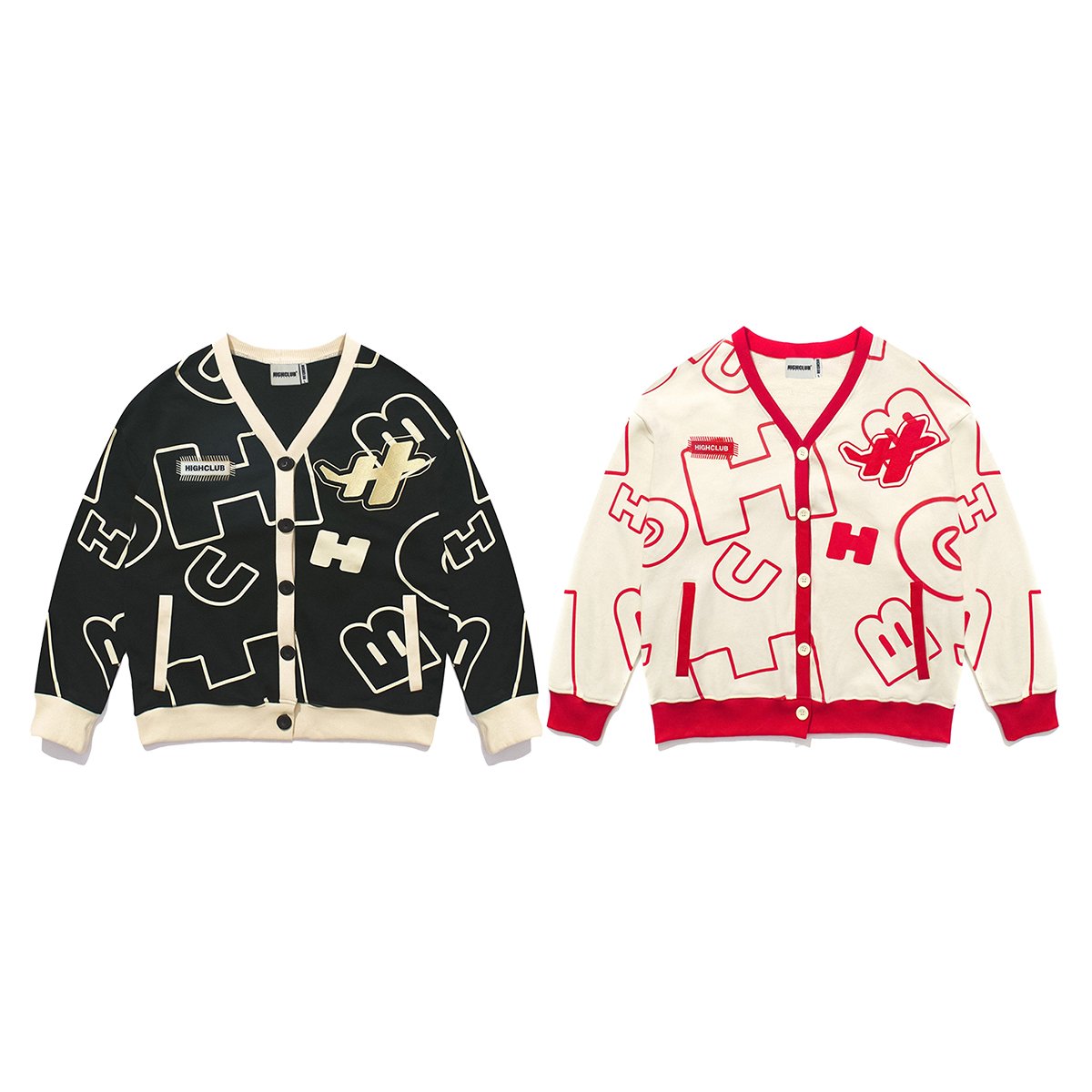 Áo khoác highclub fullprint cardigan unisex black/tan, cream white/pink - highclub brand chính hãng