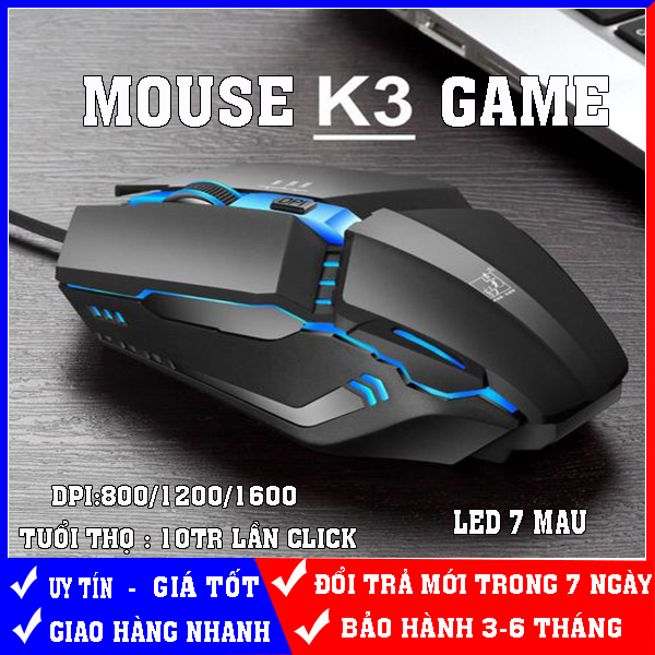 Chuột có dây chuyên game K2- K3 led 7 màu (BH 12T)