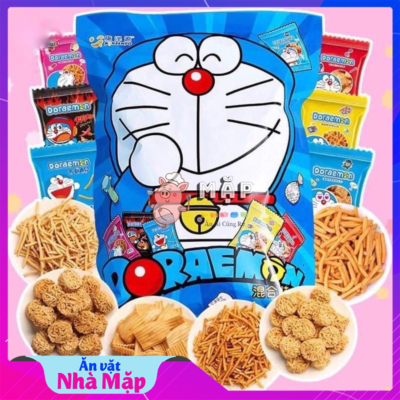Bánh snack doraemon khổng lồ mix 36 túi nhỏ nhiều vị 450g -