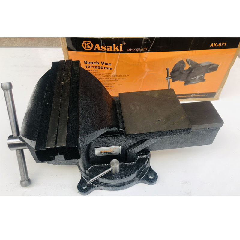 Ê tô bàn nguội xoay 360 asaki ak-0671 - hàm rộng 10inch/250mm