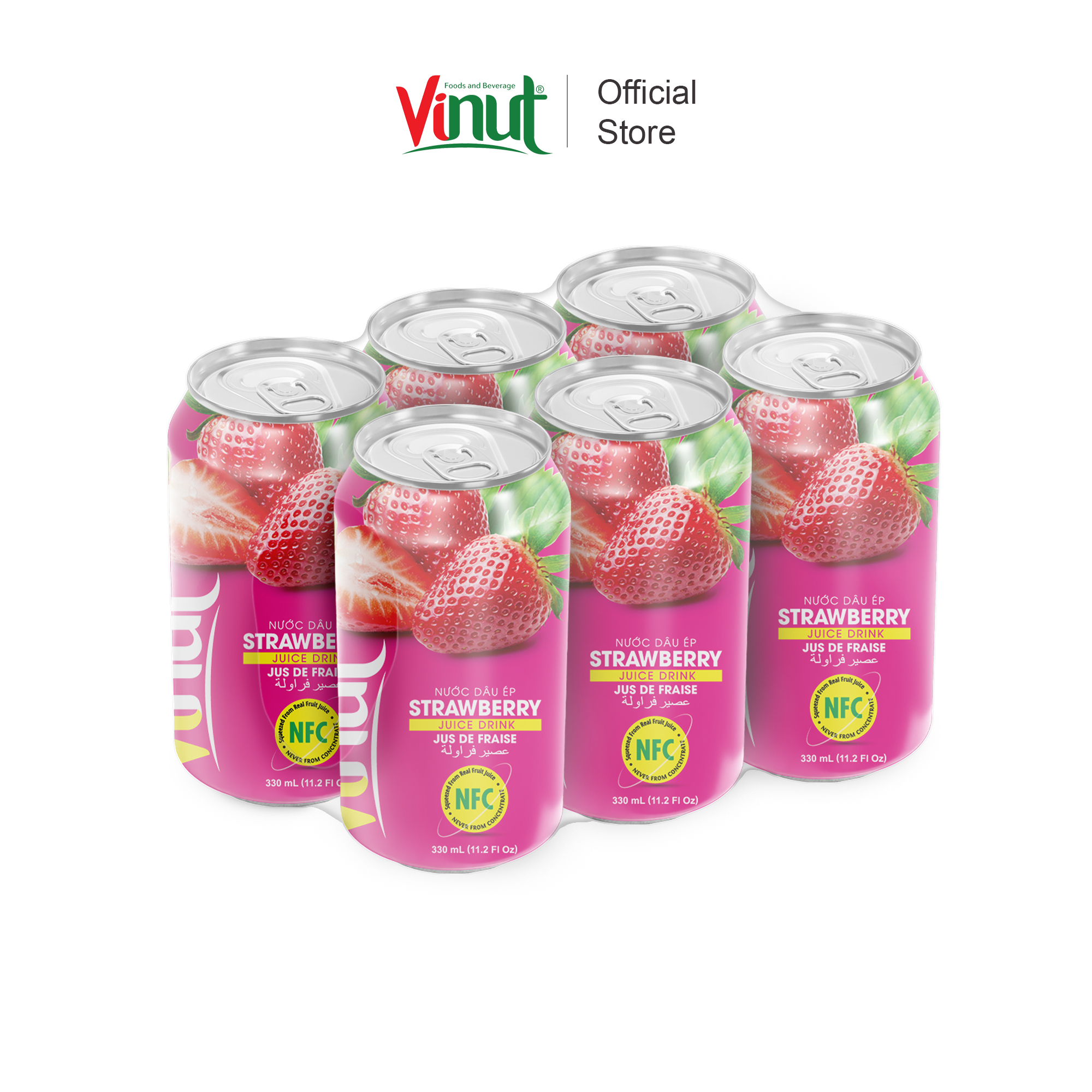 [LỐC 6 LON] Nước Ép Dâu Vinut 330ml