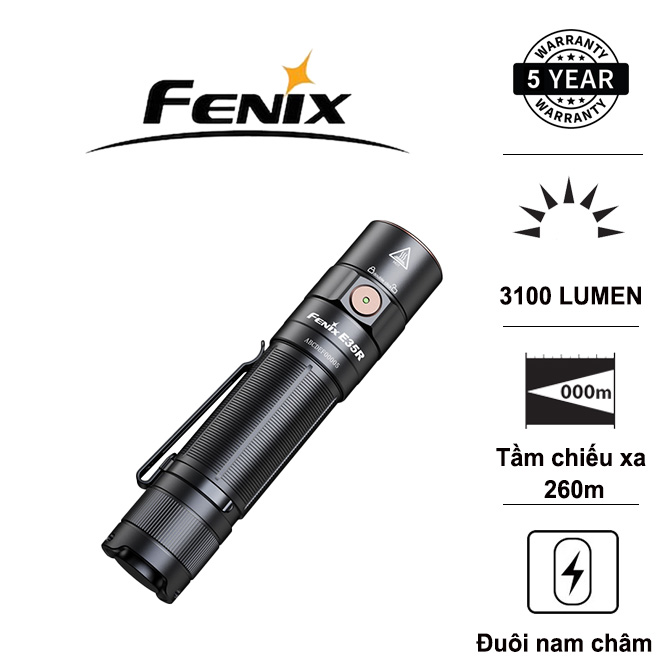Đèn pin fenix e35r độ sáng 3100lm chiếu xa 260m pin 21700 5000mah kèm theo
