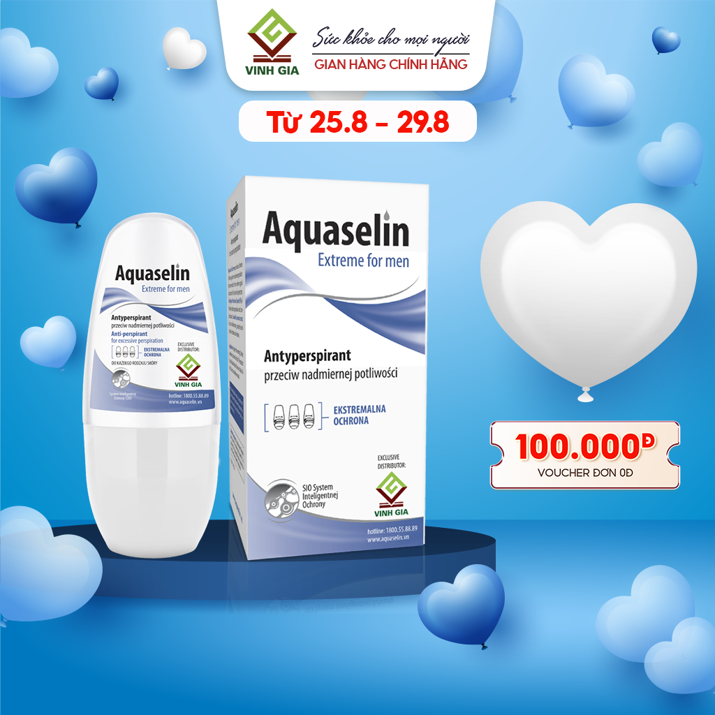 Lăn Nách Cho Nam Aquaselin Extreme For Men Khử Mùi, Giảm Mồ Hôi Hiệu Quả 72H, Không Ố Vàng Áo 50ml