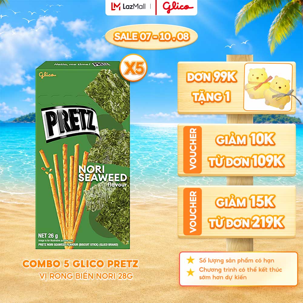 Combo 5 Hộp Bánh Que Snack Nướng Giòn PRETZ ROCKSTAR Vị Rong Biển Nori - 26G/Hộp