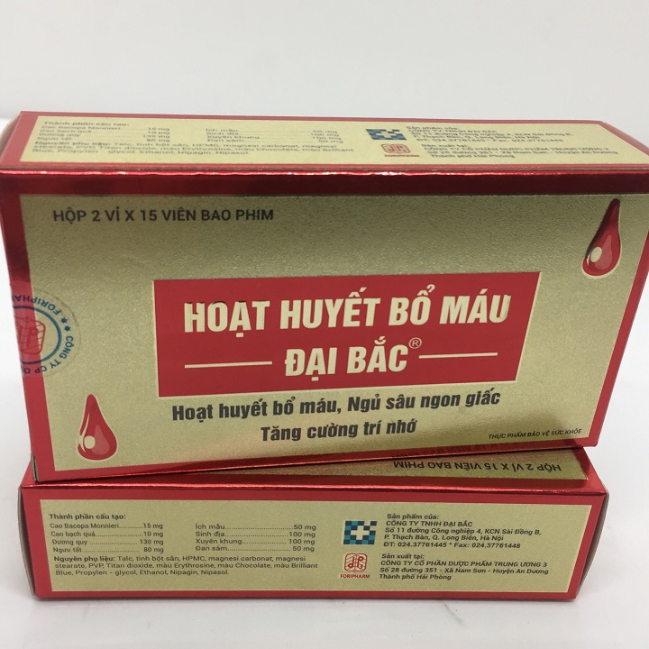HOẠT HUYẾT BỔ MÁU ĐẠI BẮC hộp 2 vỉ x 15 viên