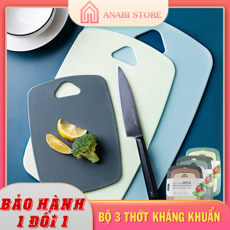 Bộ thớt nhà bếp 3 chiếc cao cấp anabi - bộ thớt kháng khuẩn tiện lợi chống mốc