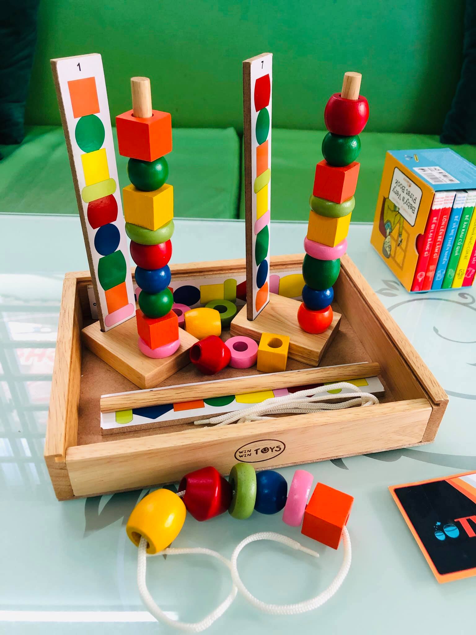 Bộ đồ chơi xâu chuỗi hạt bằng gỗ cho bé | Bộ xếp chuỗi hạt gỗ | Đồ chơi gỗ xếp chuỗi hạt | Xếp hạt gỗ | Bộ xếp chuỗi bằng gỗ