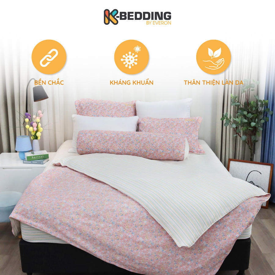 Bộ ga giường chun K-Bedding by Everon KMTP 303 - Chất liệu cao cấp MicroTencel thoáng nhẹ không phai xù