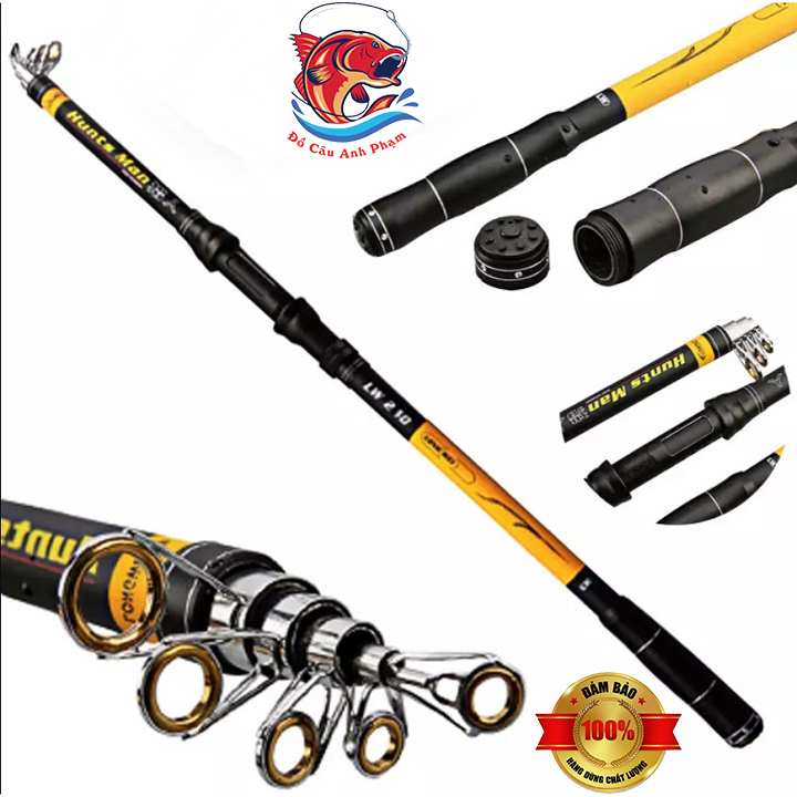 Cần câu cá cần câu rút câu câu máy cần rút HuntMan Pát Kim Loại Siêu Khỏe CC-2