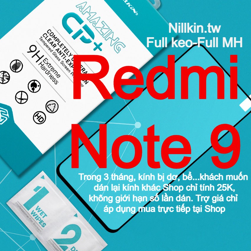 Miếng dán cường lực Xiaomi Redmi Note 9 hiệu Nillkin.tw Full keo Full MH