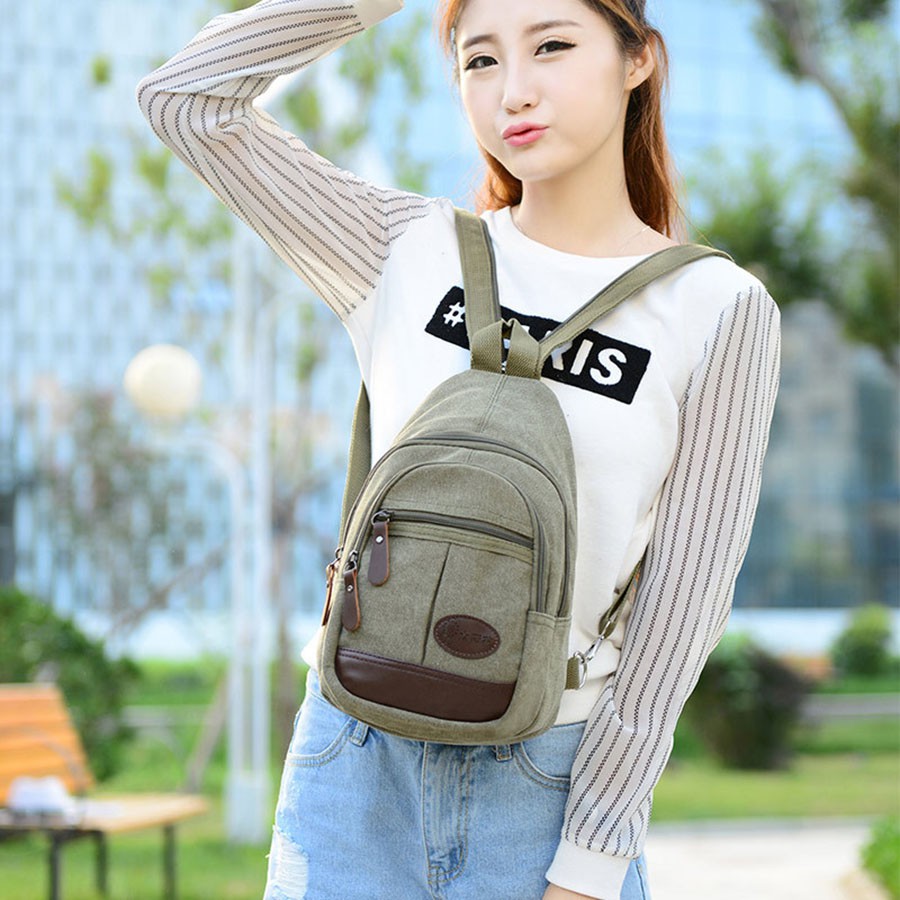 [HCM]Balo Vải Bố Mini( Đeo Hai Quai Hoặc Deo 1 Quai Đều Được)