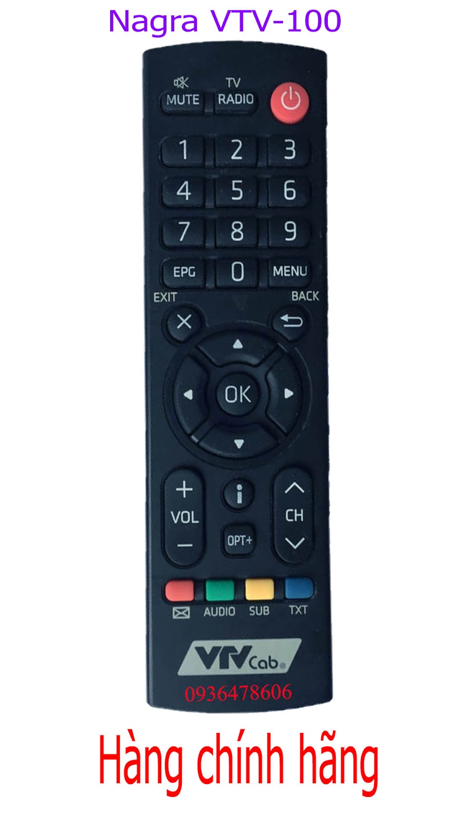 Điều khiển đầu thu HD của VTVCab Humax VTV100