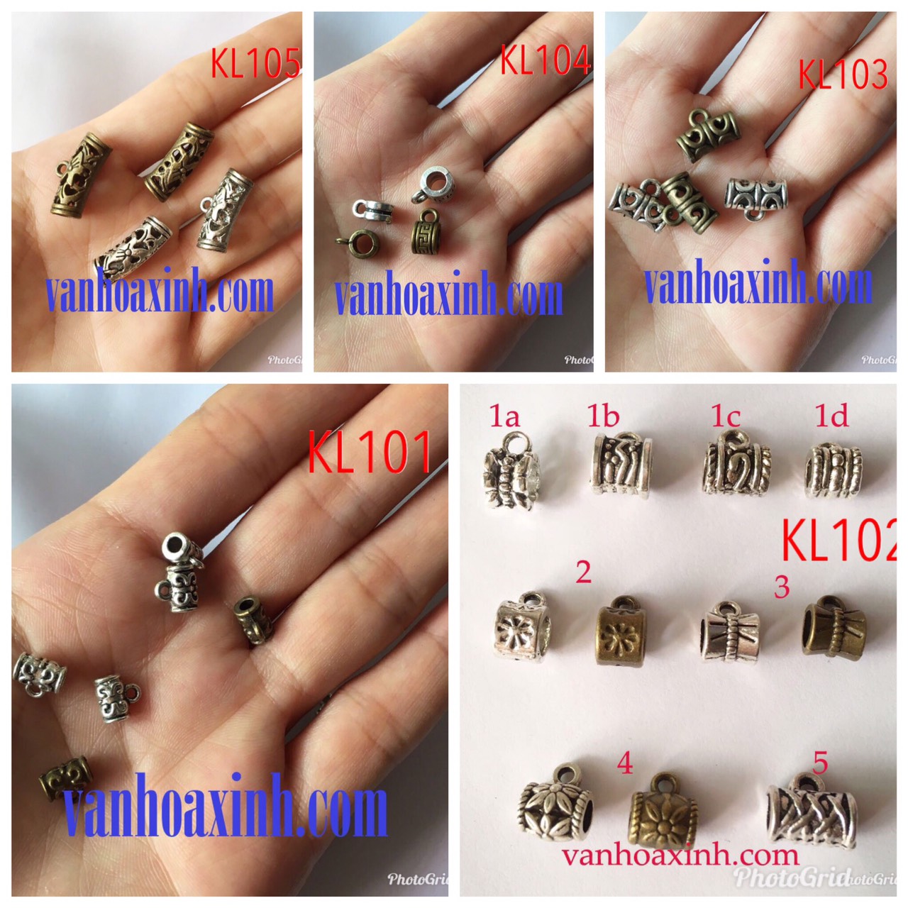 Charm có lỗ xỏ ngang trang trí vòng tay