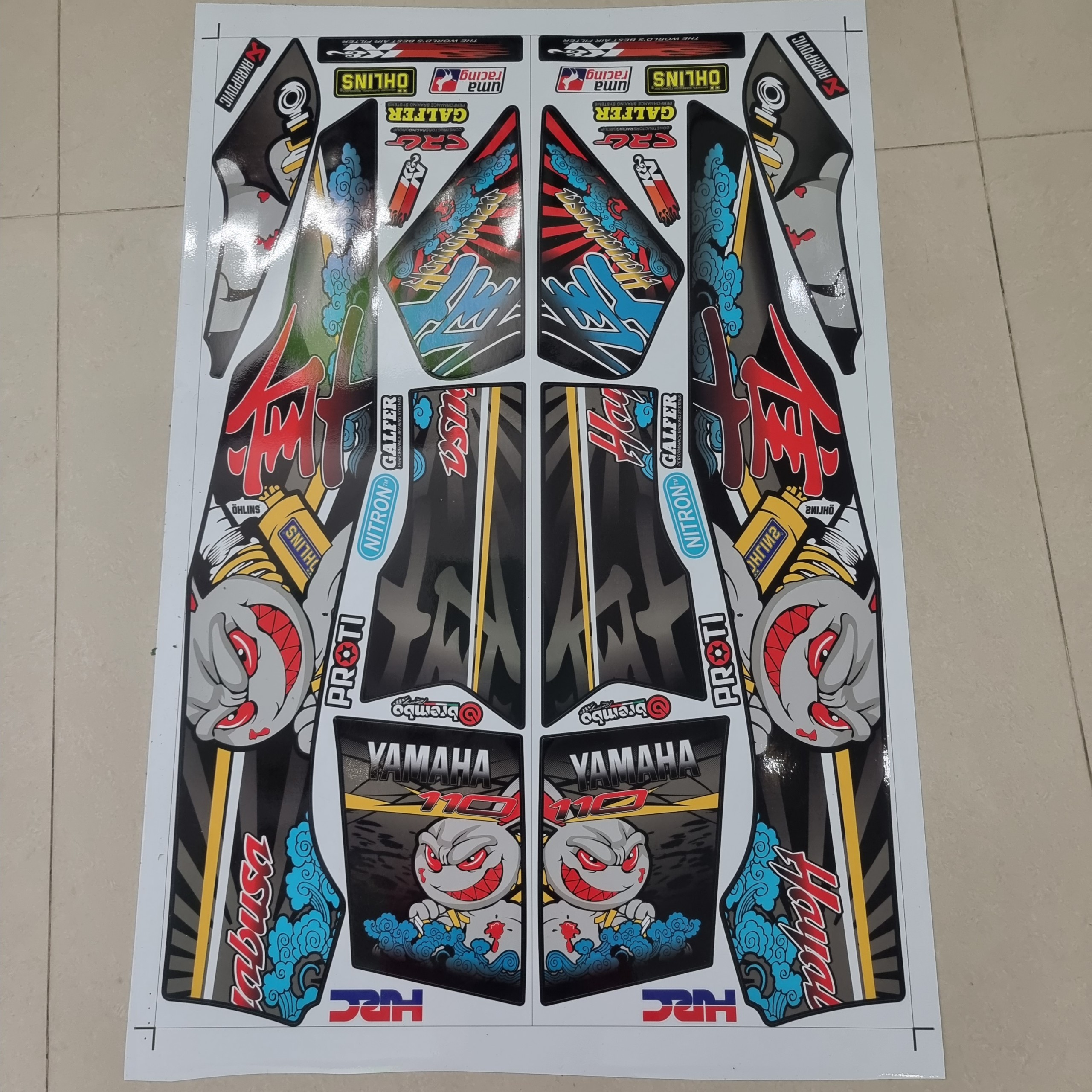 Tem sirius xăng cơ thỏ ma quái hayabusa dán xe đen