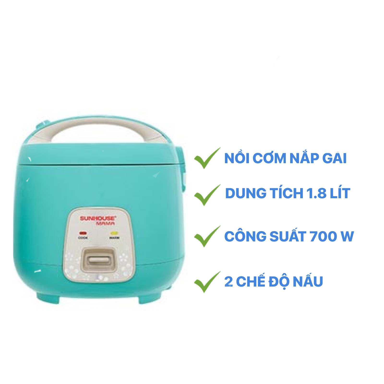 Nồi cơm nắp gài sunhouse mama 1.8 lít shd8652gtrưng bày điện máy