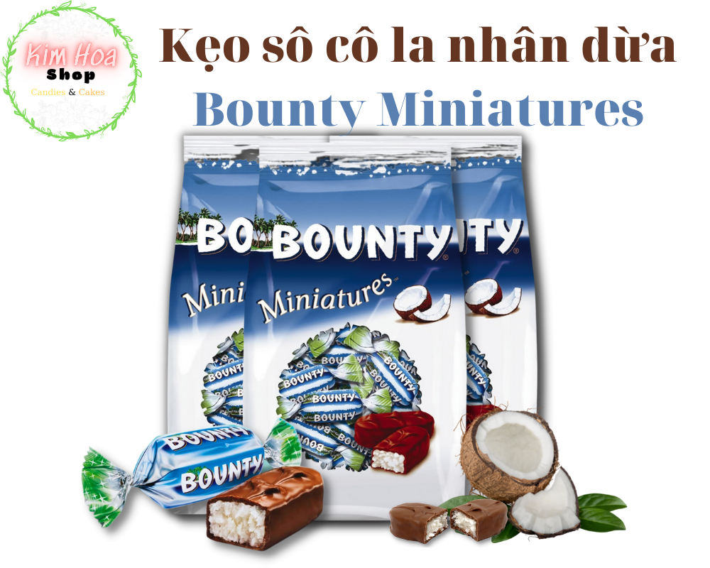 Kẹo Sô-Cô-La nhân Dừa BOUNTY Miniatures 150g & Caramen twix 150g & mars miniatures 150g nhập khẩu EU MADE IN GERMANY