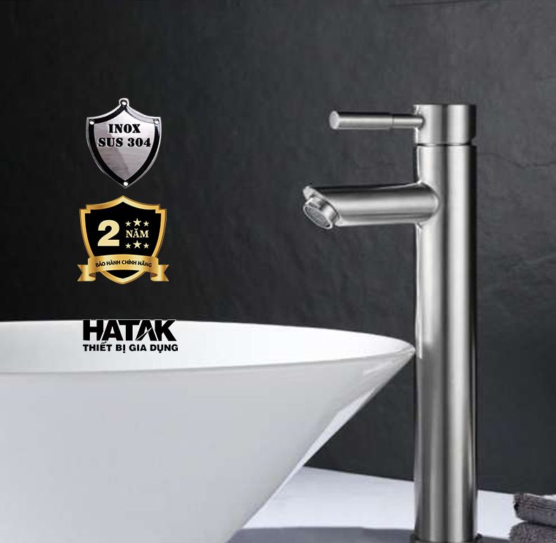 Vòi lavabo rửa mặt nóng lạnh tròn 30cm inox 304 TẶNG Dây cấp ,vòi lavabo nóng lạnh,vòi chậu rửa mặt tròn,vòi rửa mặt HATAR HA-2015B