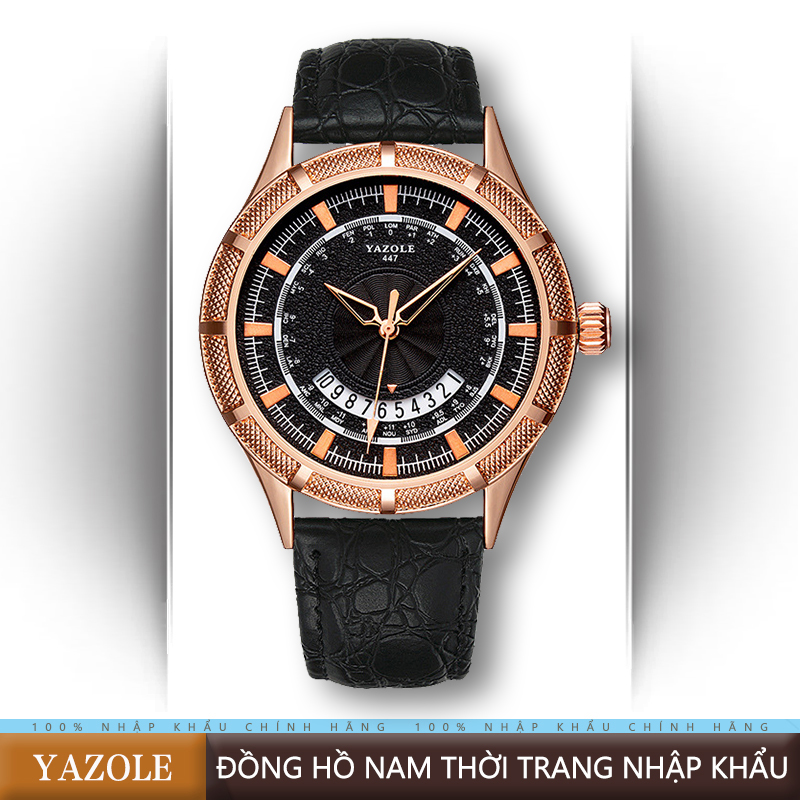 YAZOLE đồng hồ nam Casual Thanh toán khi nhận hàng Chống xước Thời trang Siêu chống nước cao cấp Quà tặng ngày lễ Kính khoáng Dây da [447]