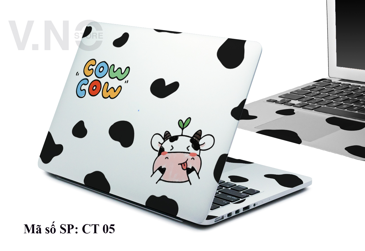 Decal dán laptop Bò Sữa - V.NO SKIN cho các dòng máy dell/acer/asus/lenovo/hp