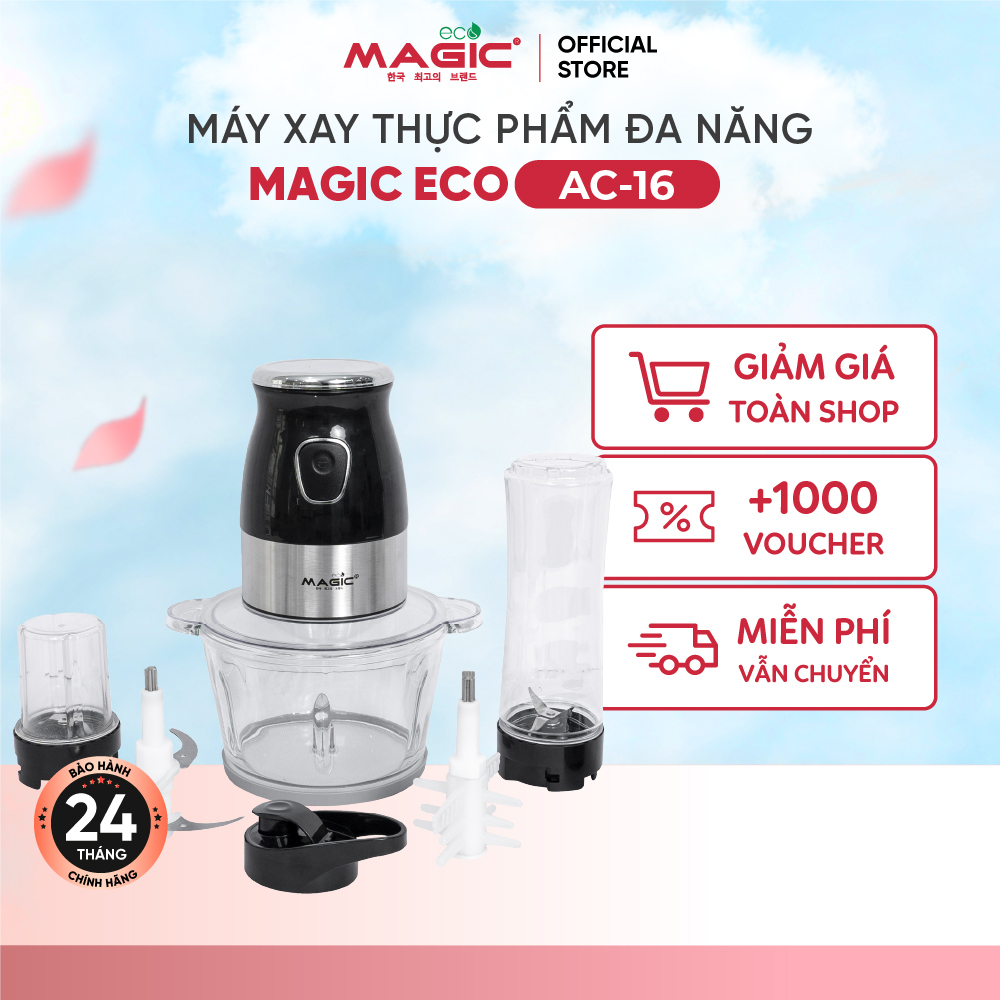 Máy xay thịt, máy xay hạt, máy xay sinh tố 3 IN 1 Magic Eco AC-16 xay đa năng, dung tích 1,5L, bảo hành chính hãng 18 tháng