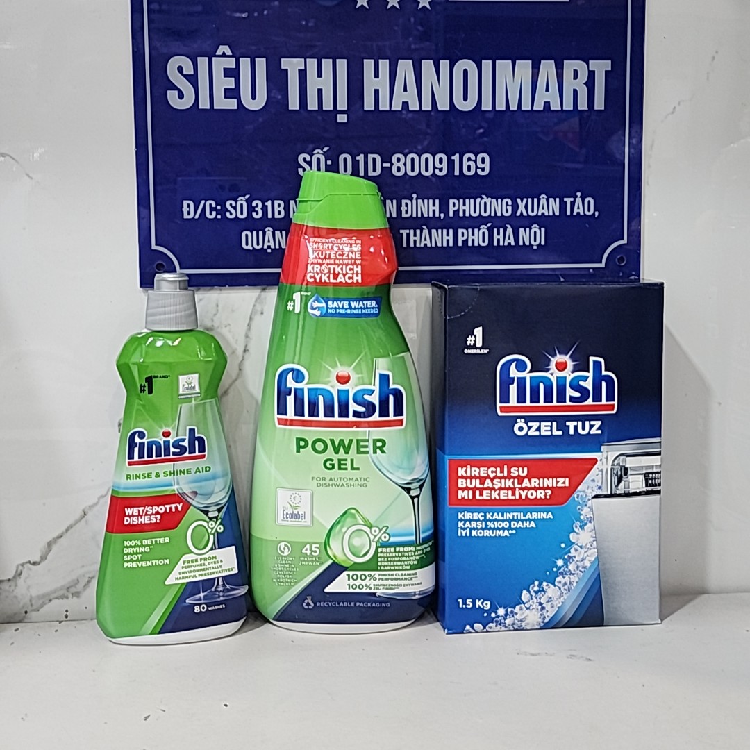 Combo Nước rửa bát Finish Hữu cơ 900ml hoặc muối Finish 1.5kg hoặc nước làm bóng bát finish Eco 400ml