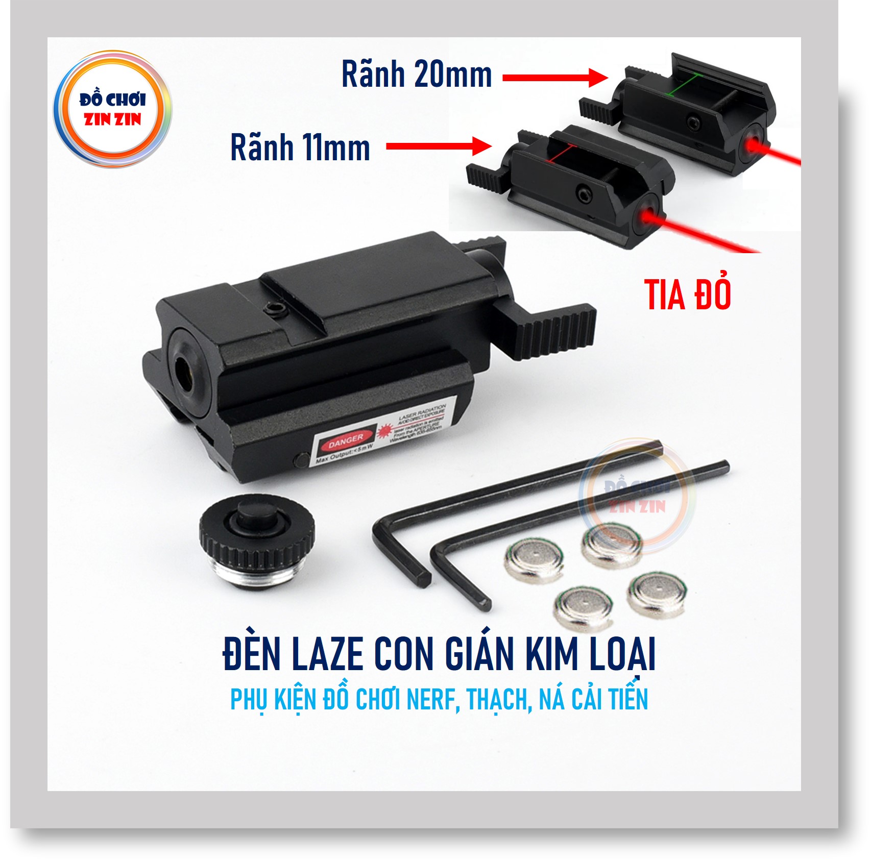 Đèn Laze Con Dán Kim Loại Tia Đỏ | Đồ Chơi Zin Zin