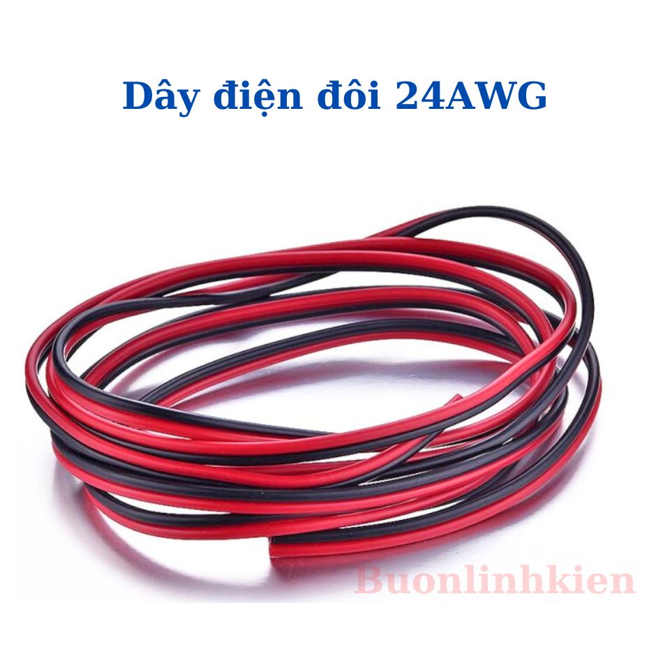 Dây điện đôi màu đỏ đen lõi đồng 24awg - 10 mét